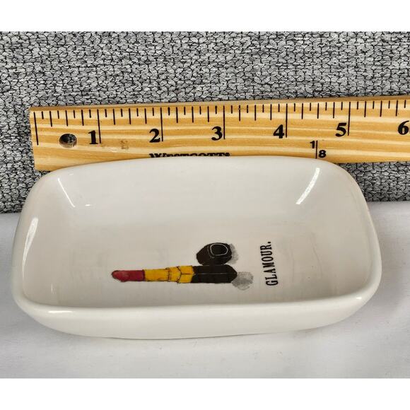 RAE DUNN GLAMOUR RED LIPSTICK TRAY CERAMIC SOAP DISH TRINKET PLATE - Picture 6 of 6